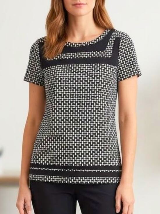 Anthropologie Tops - Anthropologie Postmark Basketweave Tunic Top Black White Size Small